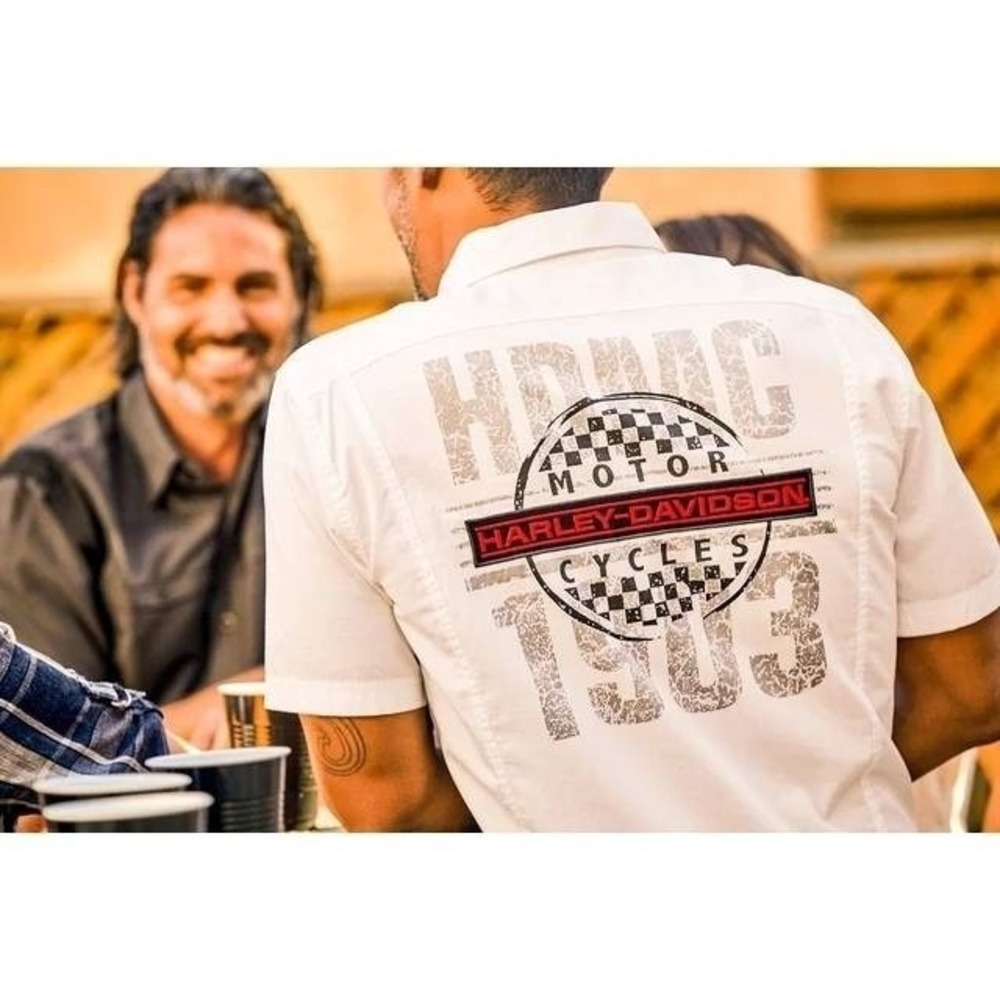 Harley Davidson Shirt Men Genuine Motorclothes Short Sleeve Button Up Large‎